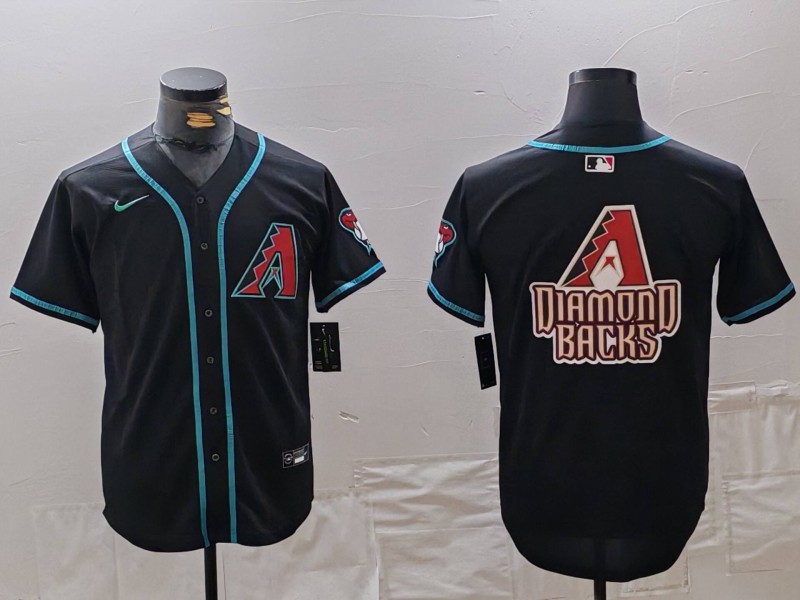 Men's Arizona Diamondbacks Black Team Big Logo Cool Base Stitched Baseball Jersey Men's Arizona Diamondbacks Black Team Big Logo Cool Base Stitched Baseball Jersey